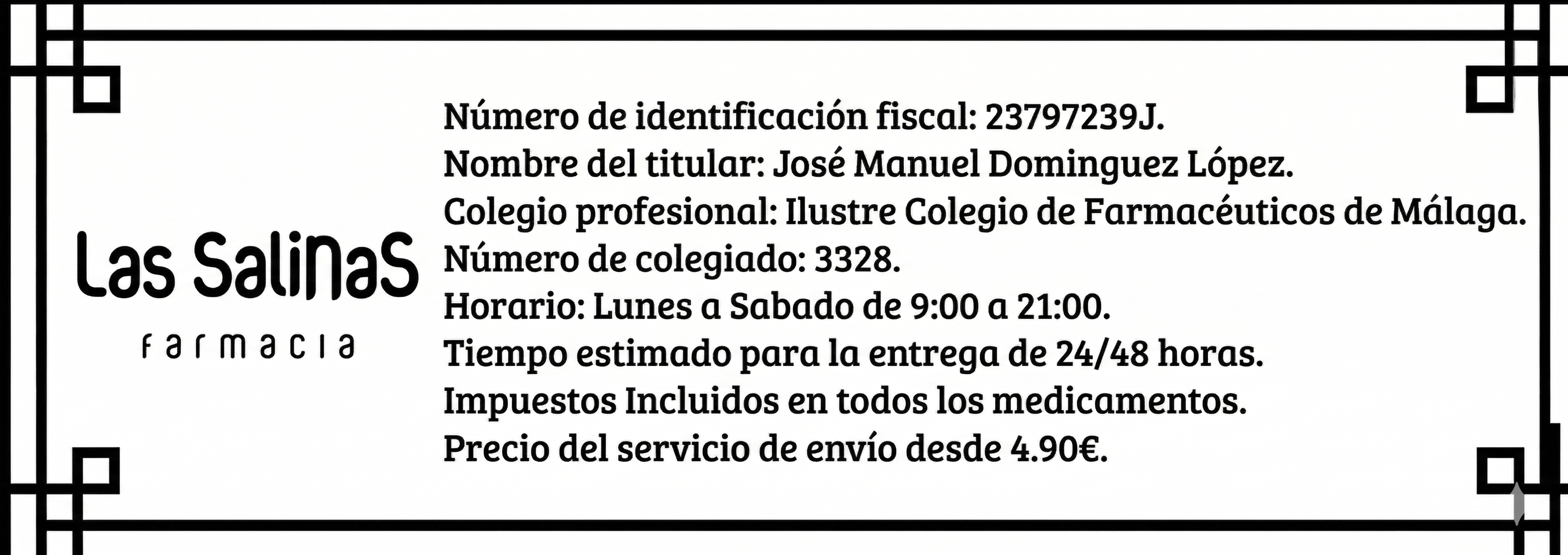 Cuadro de datos del titular de farmacia